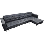 Sarantino Black Faux Leather Corner Sofa Bed