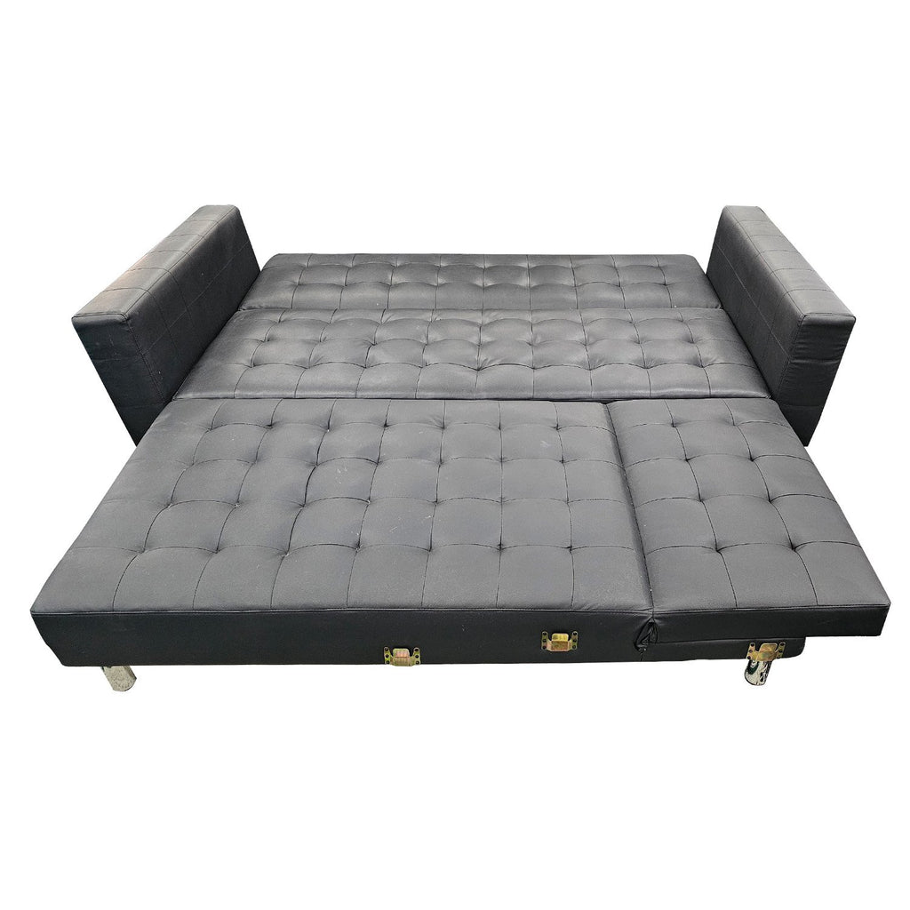 Sarantino Black Faux Leather Corner Sofa Bed
