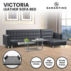 Sarantino Black Faux Leather Corner Sofa Bed
