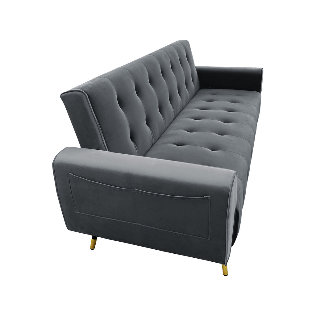 Sarantino Ava Dark Grey Velvet Sofa Bed