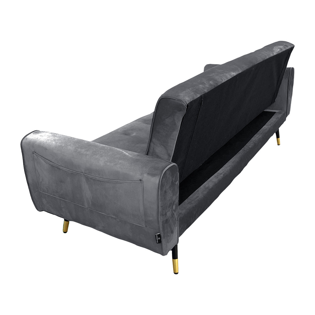 Sarantino Ava Dark Grey Velvet Sofa Bed