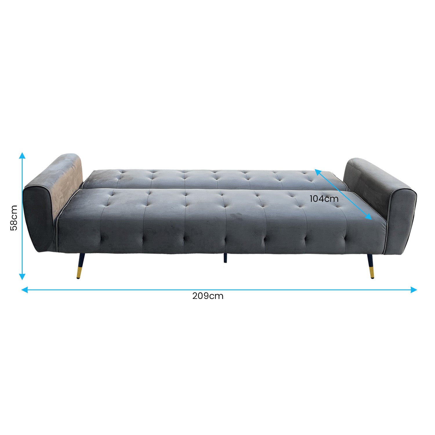 Sarantino Ava Dark Grey Velvet Sofa Bed