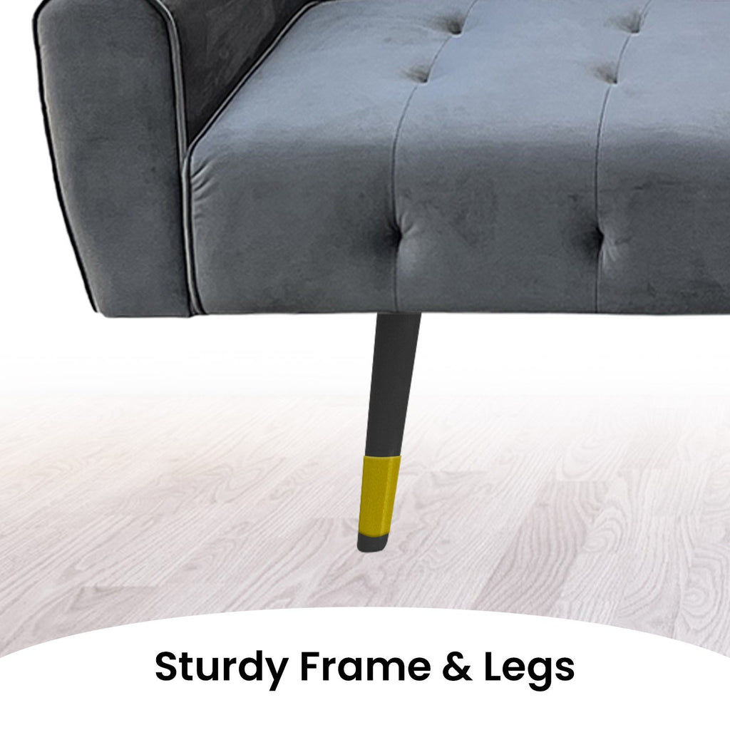 Sarantino Ava Dark Grey Velvet Sofa Bed