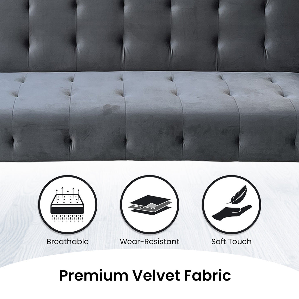 Sarantino Ava Dark Grey Velvet Sofa Bed