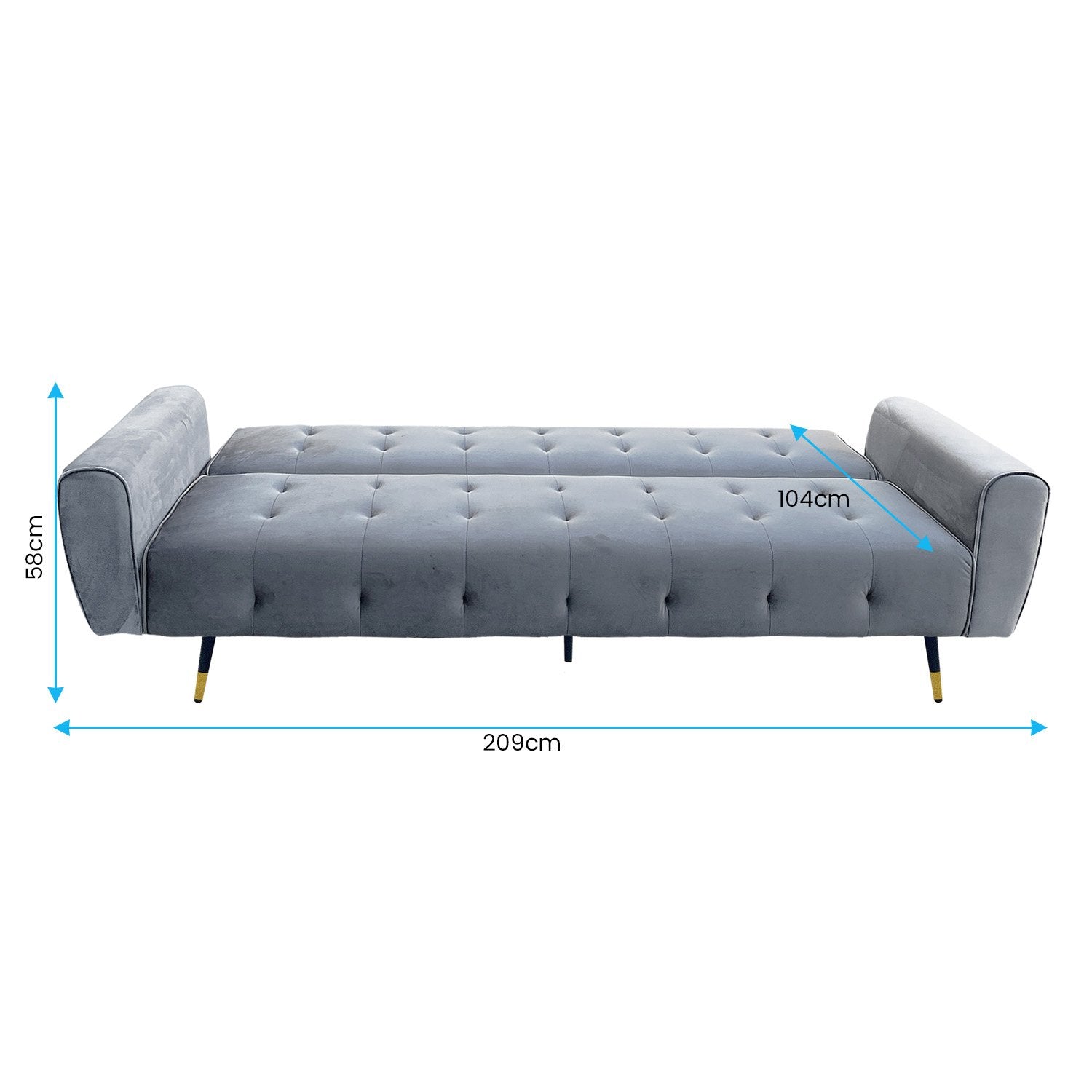 Sarantino Ava Light Grey Velvet Sofa Bed