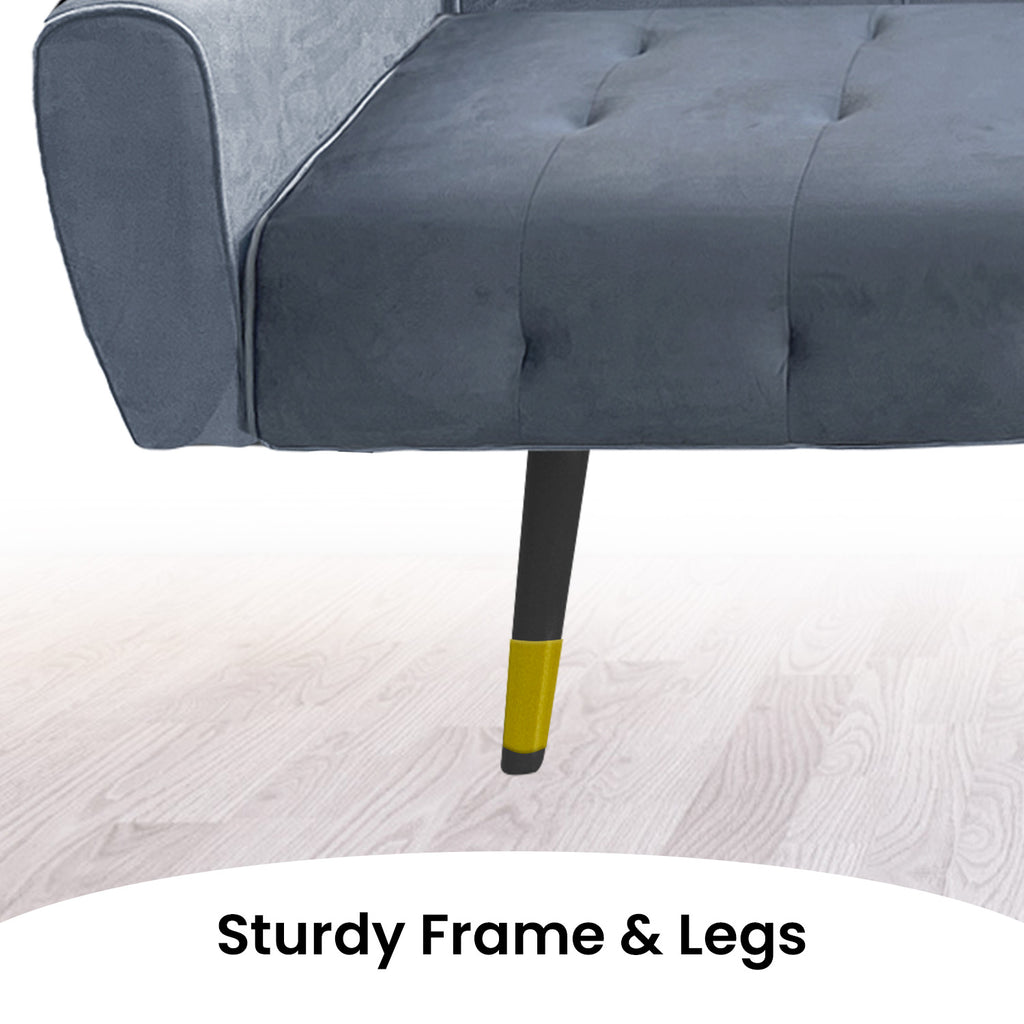 Sarantino Ava Light Grey Velvet Sofa Bed