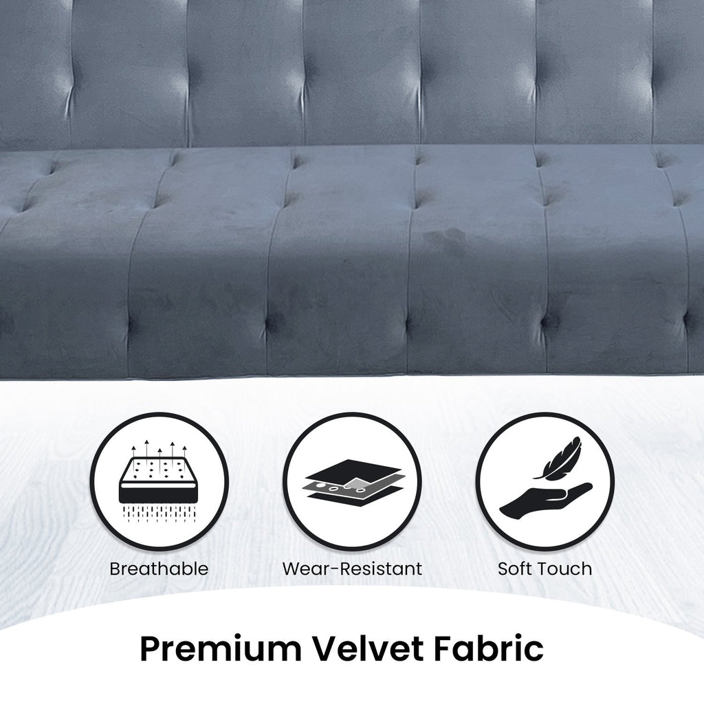 Sarantino Ava Light Grey Velvet Sofa Bed