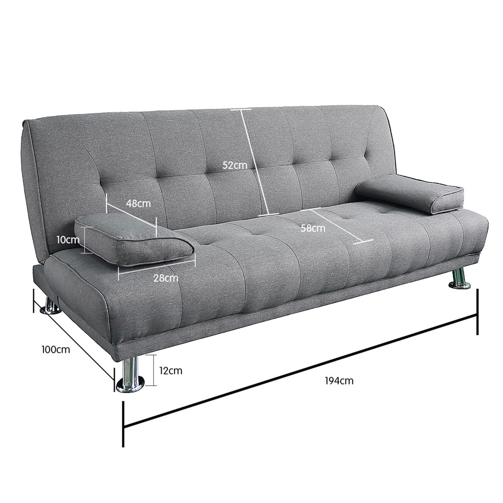 Sarantino Manhattan Sofa Bed - Light Grey