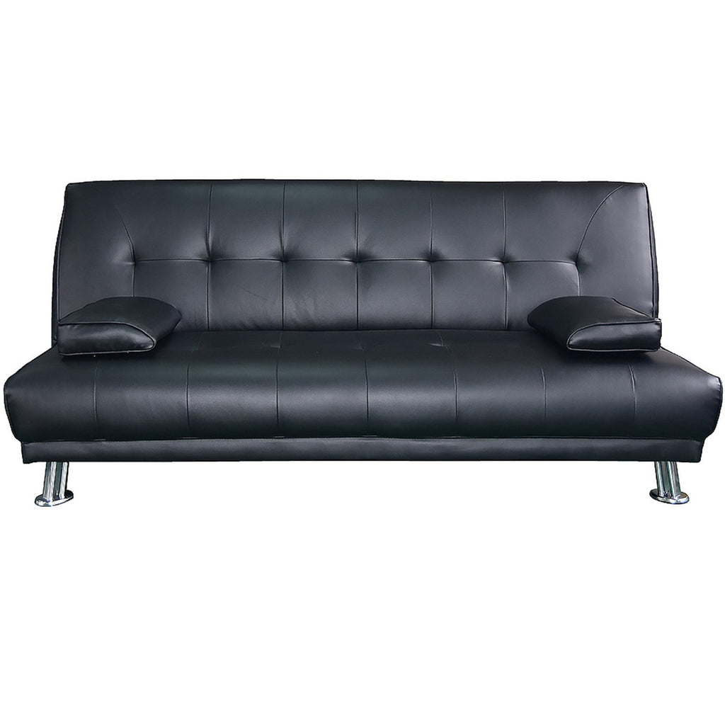 Sarantino Manhattan Sofa Bed - Black Faux Leather