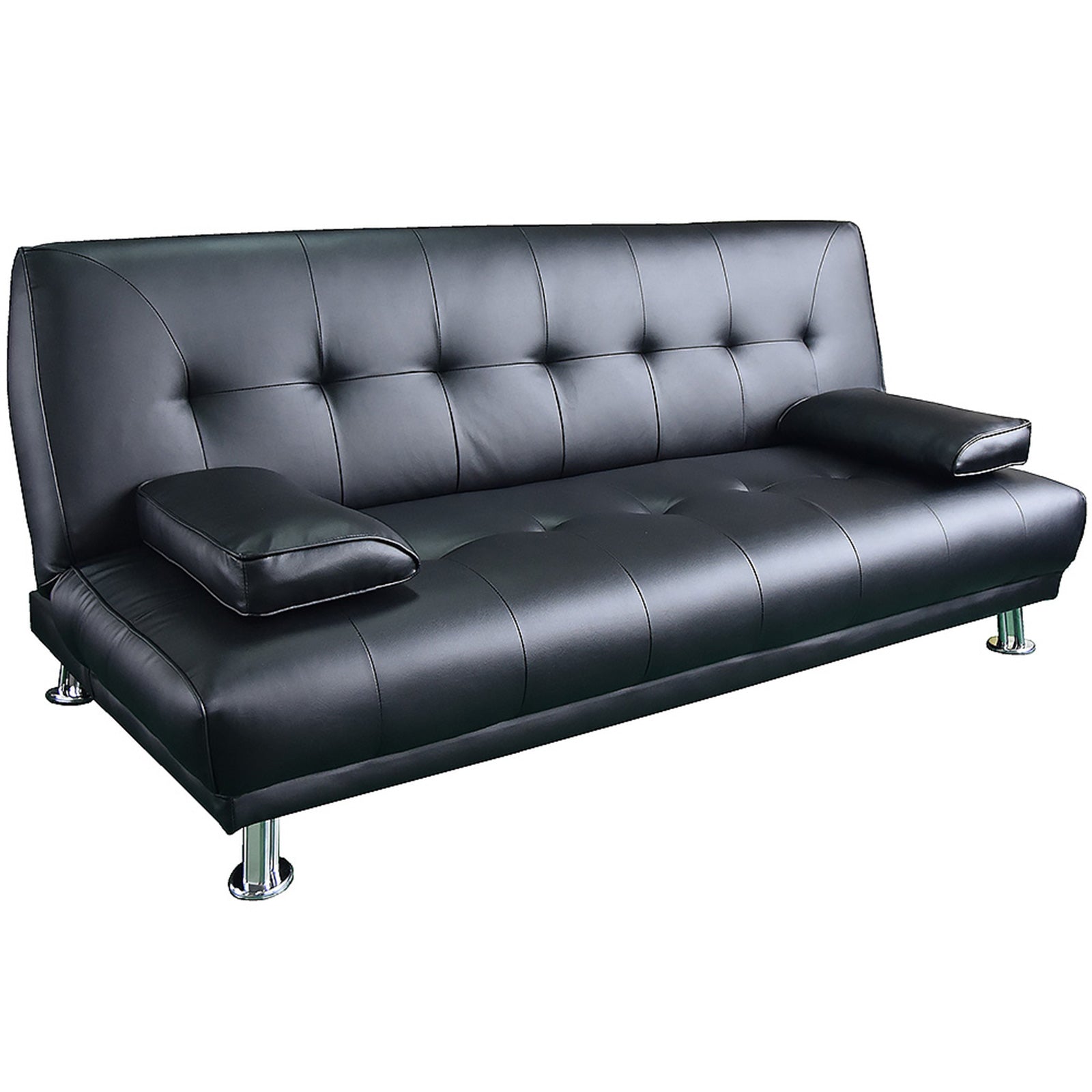Sarantino Manhattan Sofa Bed - Black Faux Leather