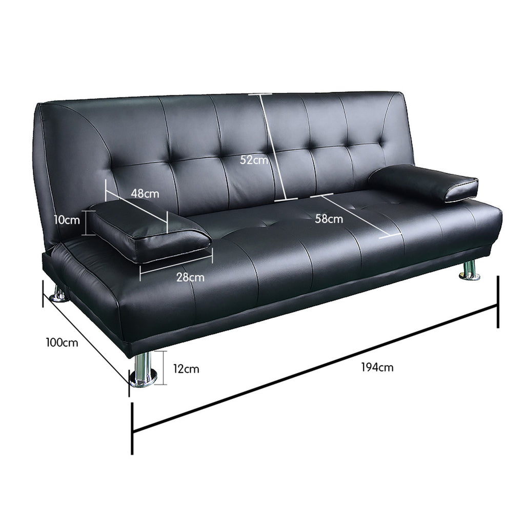 Sarantino Manhattan Sofa Bed - Black Faux Leather