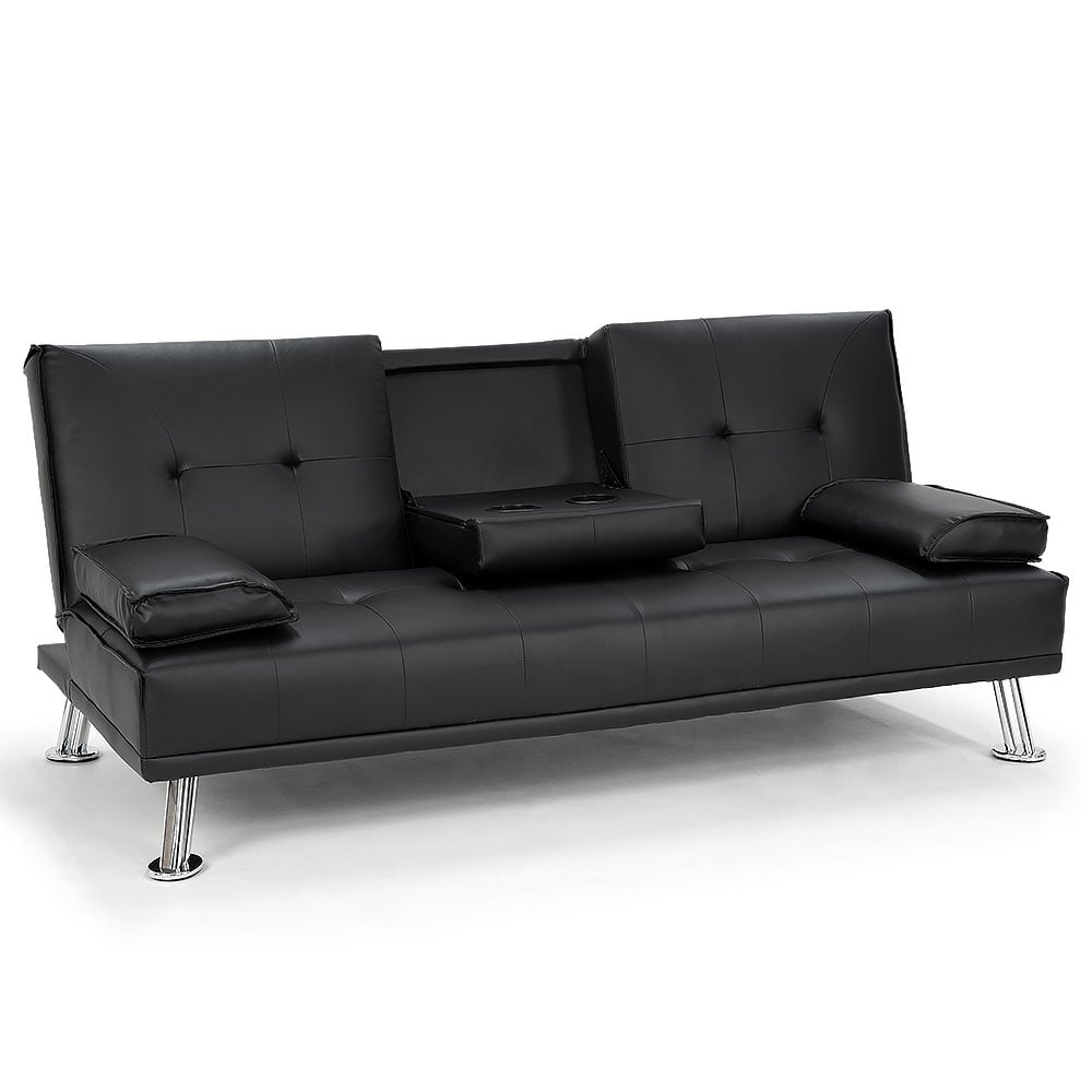 Sarantino Rochester Black Faux Leather Sofa Bed