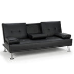 Sarantino Rochester Black Faux Leather Sofa Bed