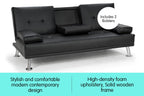 Sarantino Rochester Black Faux Leather Sofa Bed