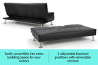 Sarantino Rochester Black Faux Leather Sofa Bed