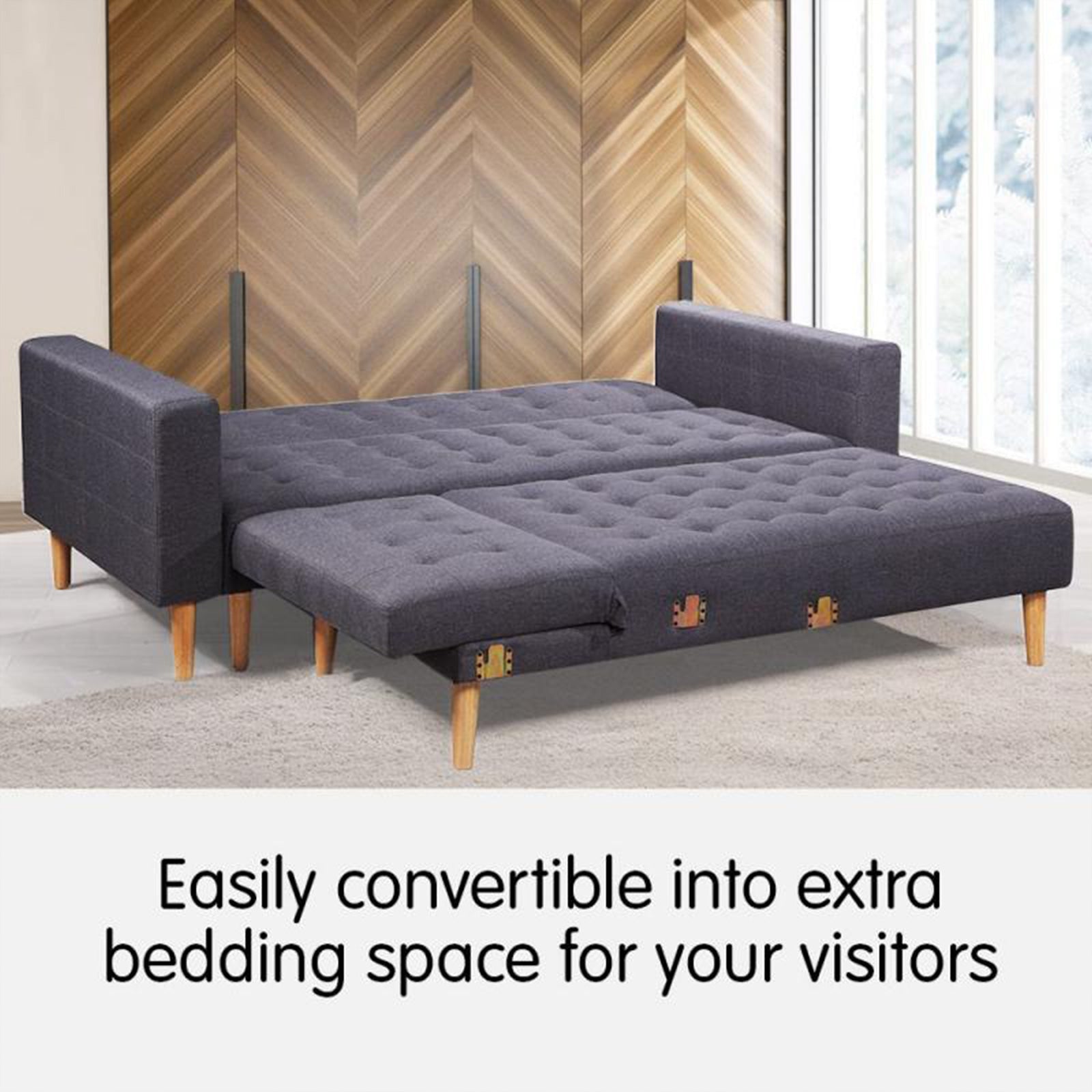 Sarantino Dark Grey Linen Sofa Bed