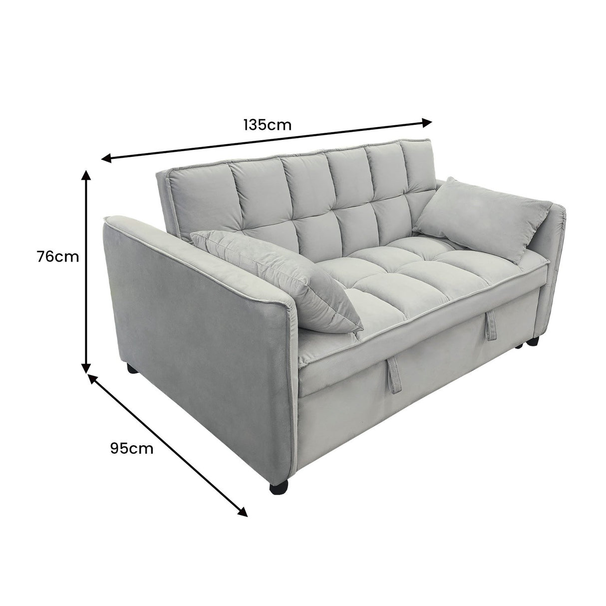 Sarantino Quincy Velvet 2-Seater Sofa Bed