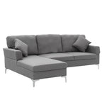 Sarantino Dark Grey Linen L-Shaped Sofa