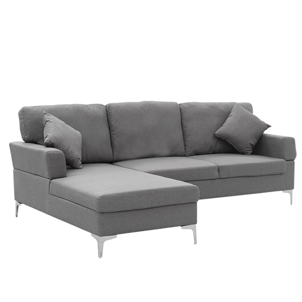 Sarantino Dark Grey Linen L-Shaped Sofa
