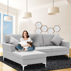Sarantino Light Grey Linen Corner Sofa
