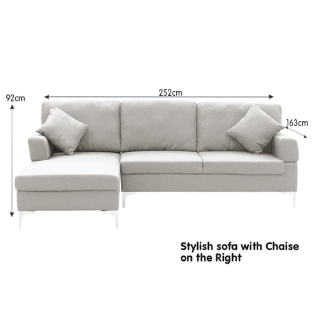 Sarantino Light Grey Linen Corner Sofa