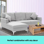Sarantino Light Grey Linen Corner Sofa