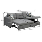 Sarantino Fontana Grey Sofa Bed with Chaise