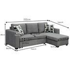 Sarantino Fontana Grey Sofa Bed with Chaise