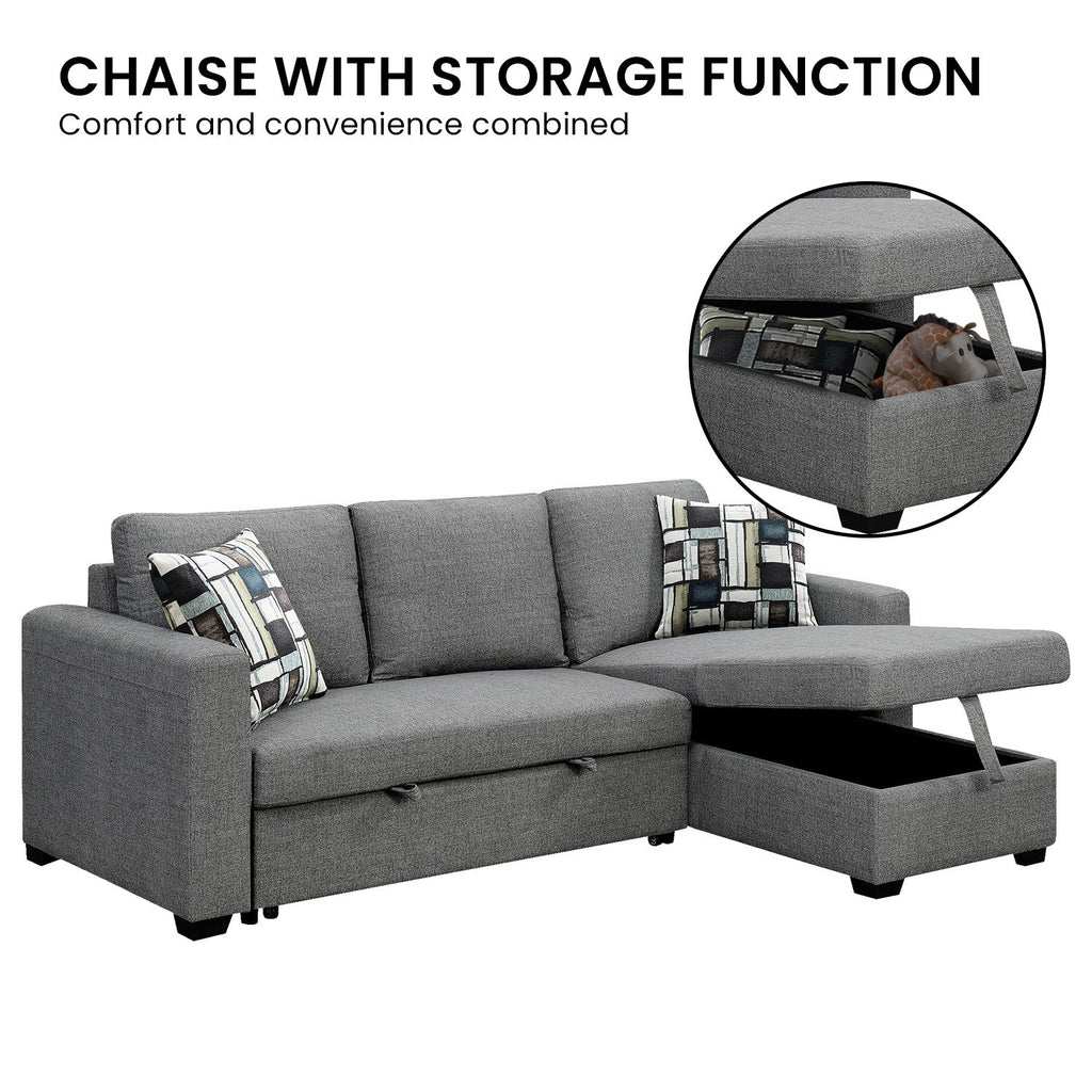 Sarantino Fontana Grey Sofa Bed with Chaise