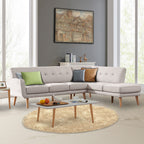 Sarantino Light Grey Faux Linen Corner Sofa