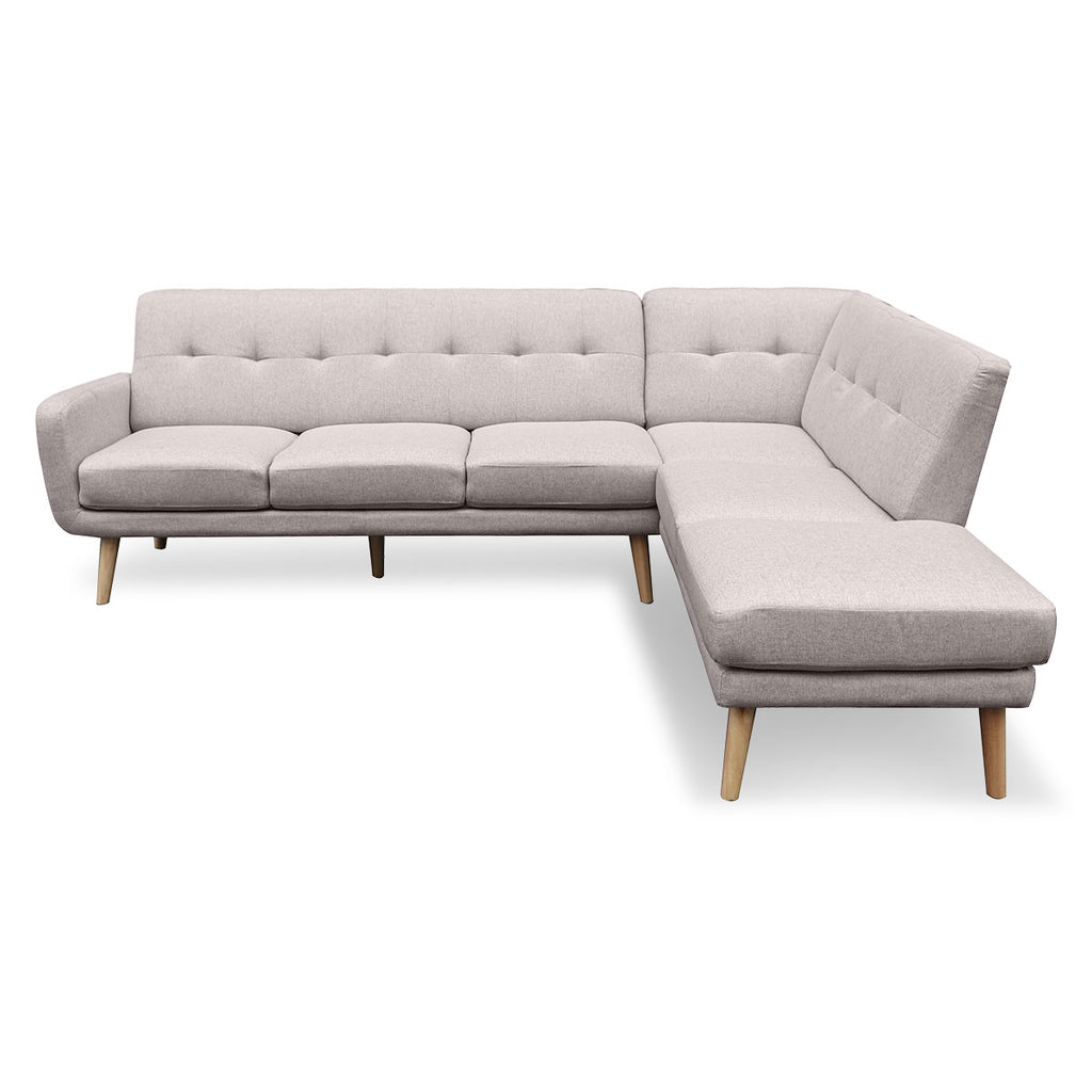 Sarantino Light Grey Faux Linen Corner Sofa