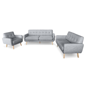Sarantino Light Grey 6-Seater Linen Sofa Set
