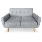 Sarantino Light Grey 6-Seater Linen Sofa Set