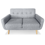 Sarantino Light Grey 6-Seater Linen Sofa Set