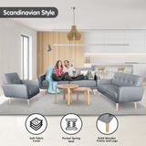 Sarantino Light Grey 6-Seater Linen Sofa Set