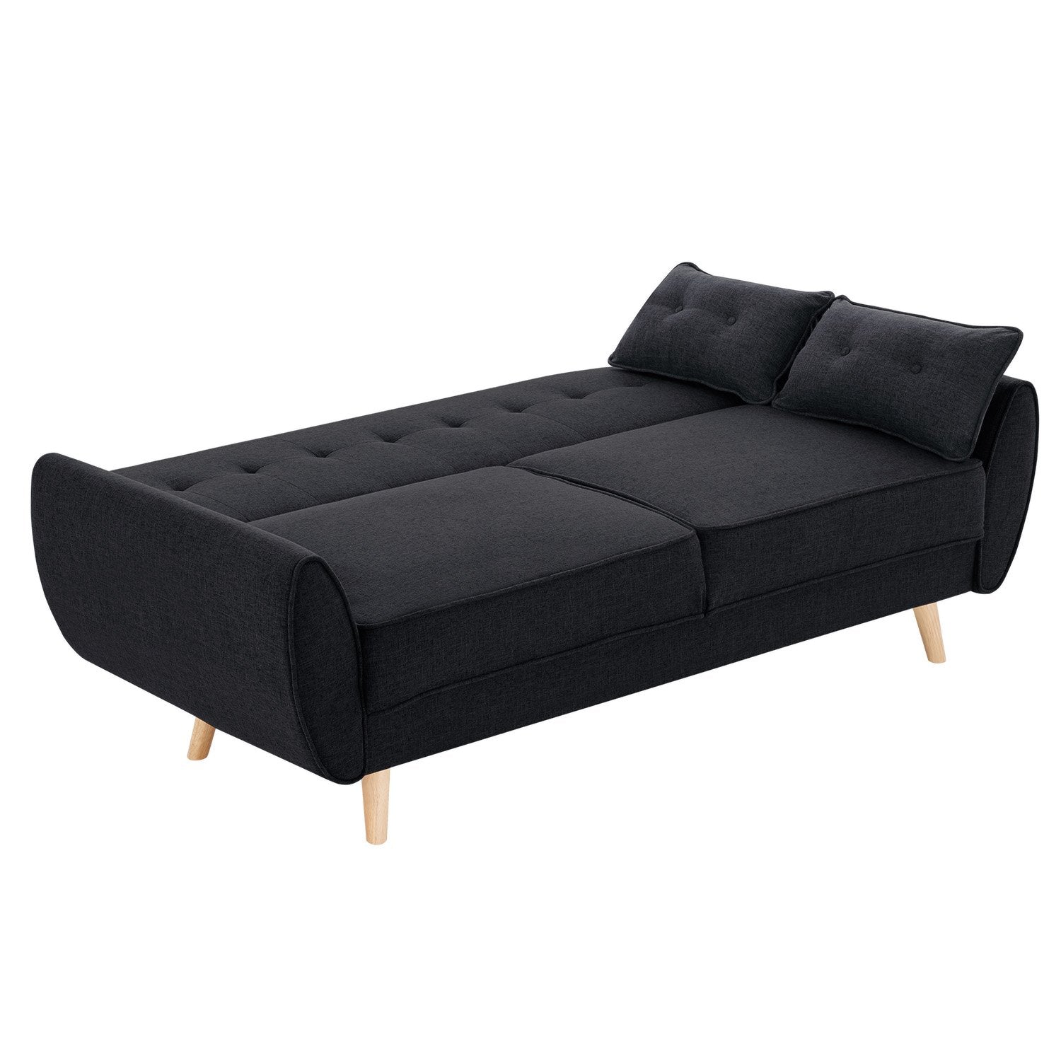 Sarantino Black 3 Seater Modular Sofa Bed