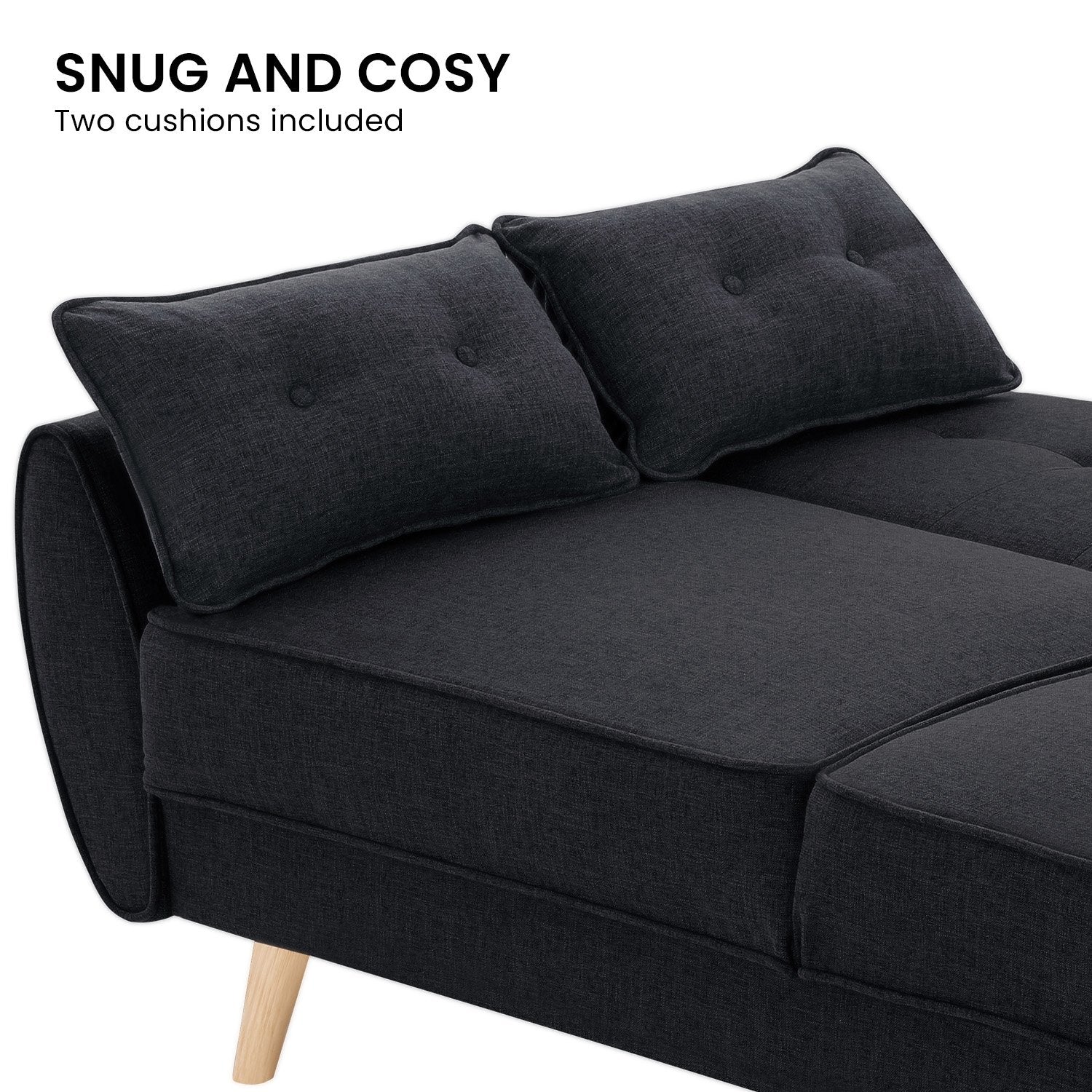 Sarantino Black 3 Seater Modular Sofa Bed