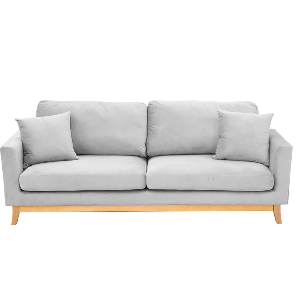 Sarantino Light Grey Faux Velvet Sofa Bed
