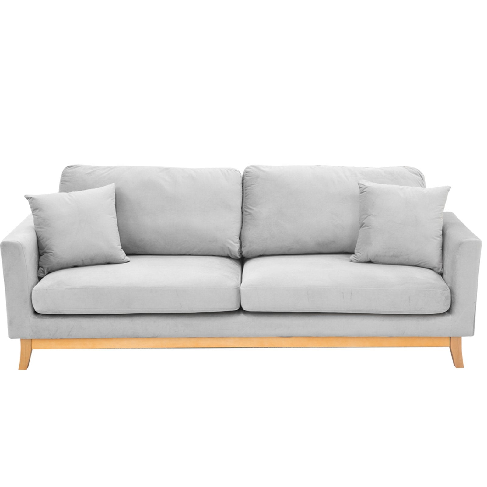 Sarantino Light Grey Faux Velvet Sofa Bed