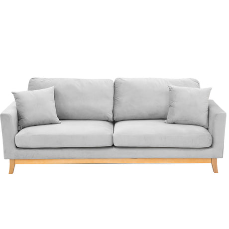 Sarantino Light Grey Faux Velvet Sofa Bed