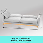 Sarantino Light Grey Faux Velvet Sofa Bed
