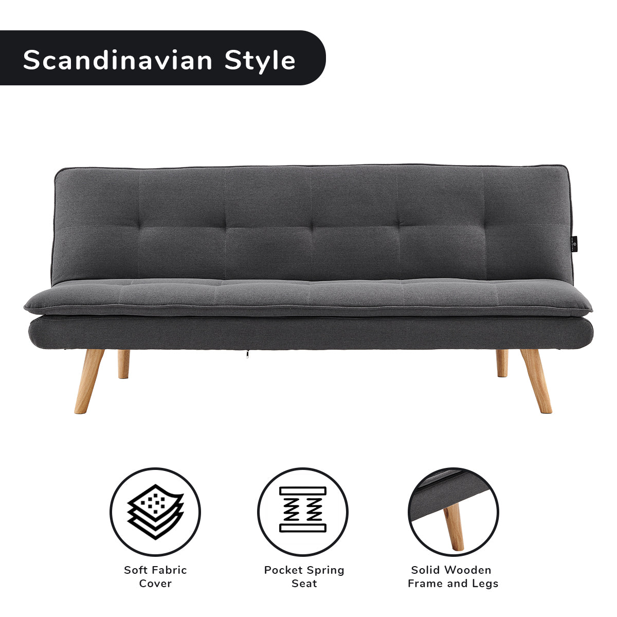 Sarantino 3-Seater Linen Sofa Bed Couch
