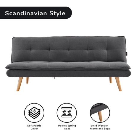 Sarantino 3-Seater Linen Sofa Bed Couch