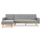 Sarantino 3-Seater Corner Sofa Bed - Light Grey