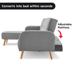 Sarantino 3-Seater Corner Sofa Bed - Light Grey