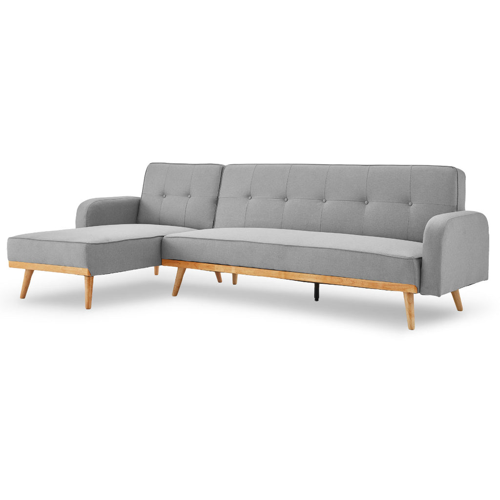 Sarantino 3-Seater Corner Sofa Bed - Light Grey