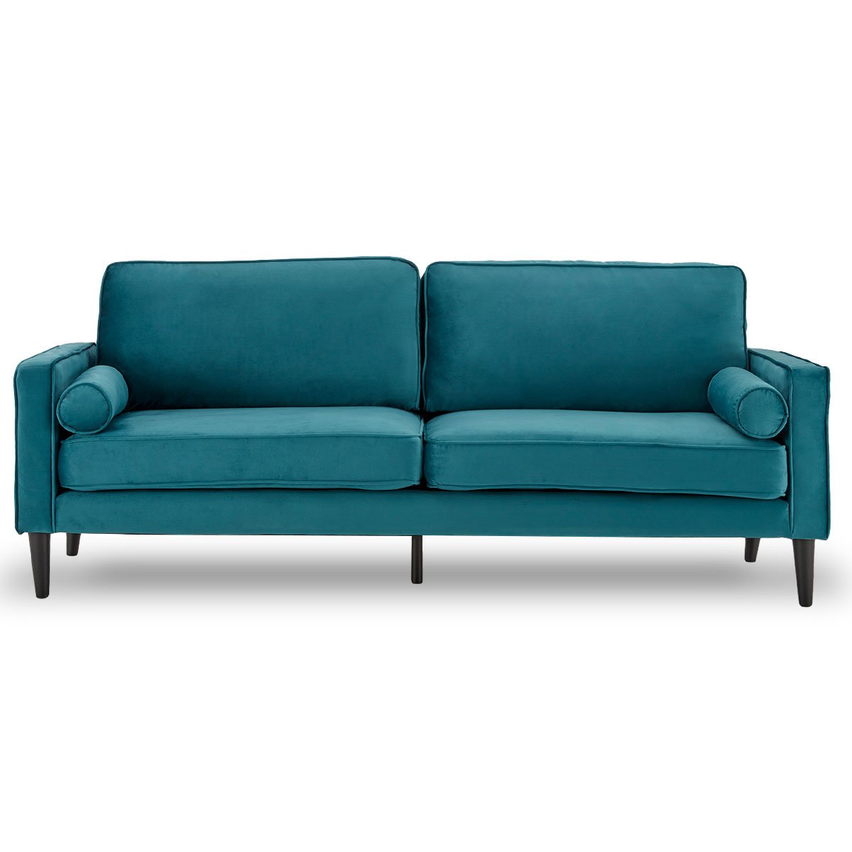 Sarantino Elegant Blue Faux Velvet Sofa Bed
