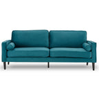 Sarantino Elegant Blue Faux Velvet Sofa Bed