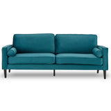 Sarantino Elegant Blue Faux Velvet Sofa Bed