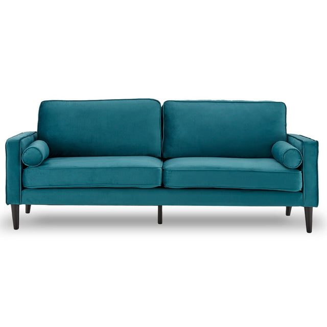 Sarantino Elegant Blue Faux Velvet Sofa Bed